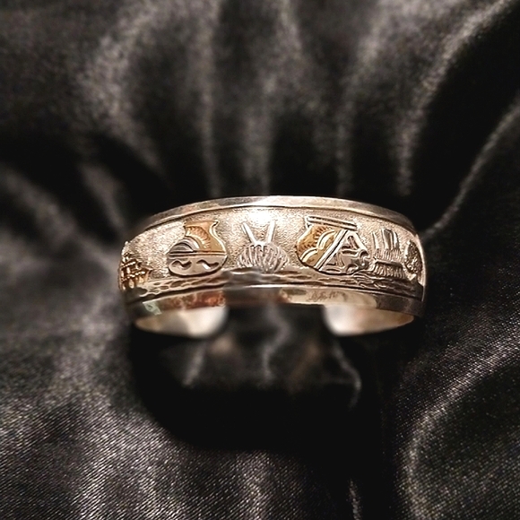 Wilson Tsosie Jewelry - 40g 14k gold & Sterling Native Cuff Bracelet